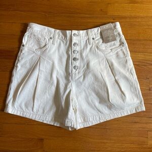 NWT Madewell Women’s High-Waist Button-Front Canvas Shorts Mid-Length Size 30